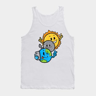 Slefie Earth Moon Sun Funny Total Solar Eclipse 2024 GIft For Boys Girls kids Tank Top